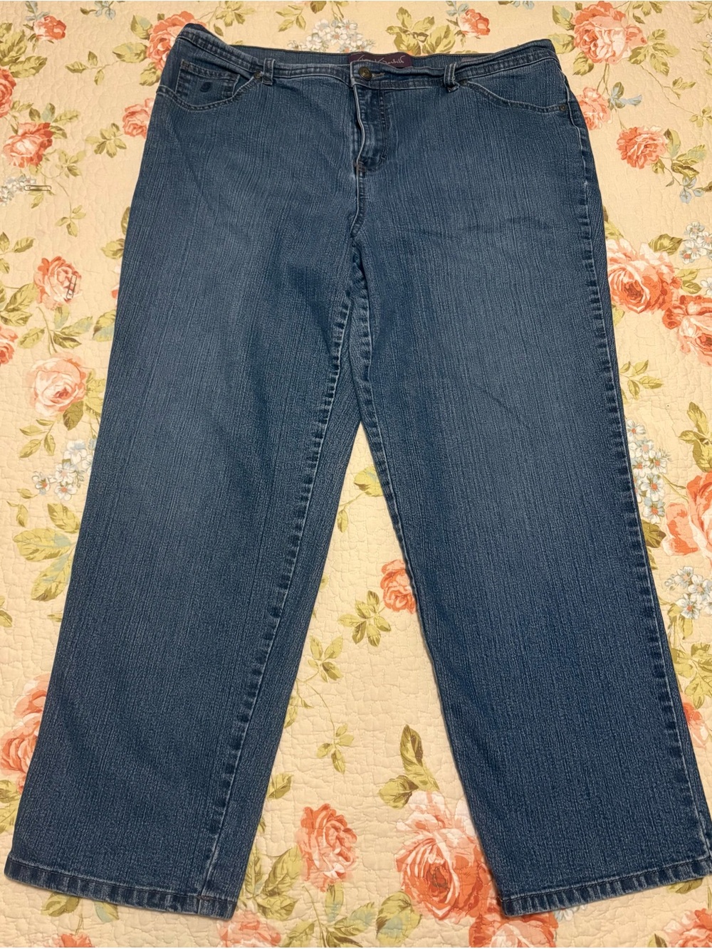 Gloria Vanderbilt Amanda Womens 18W Blue Jeans Straight Leg Stretch Fabric Short